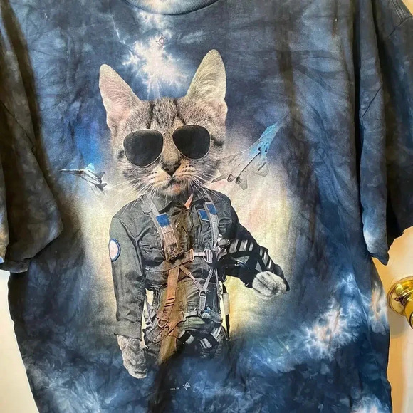 Gildan Ultra Cotton Tied Dyed Wolves Cat Print Unisex Adult Shirt Plus Size 2XL - Picture 5 of 6